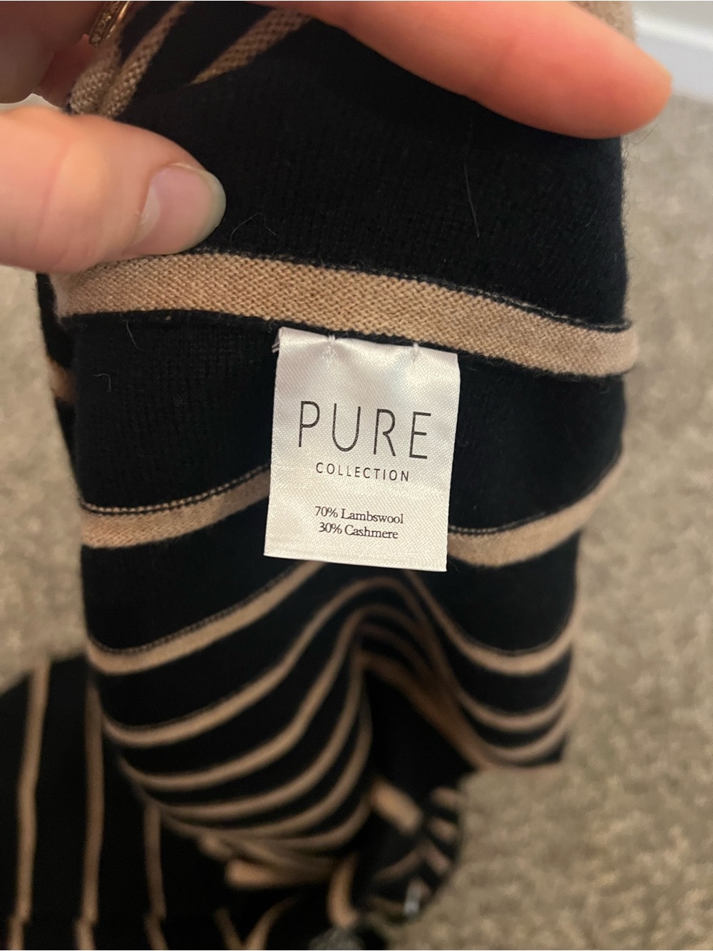 Pure Collection black cashmere wool pleated midi skirt cozy winter academia - Picture 6 of 7